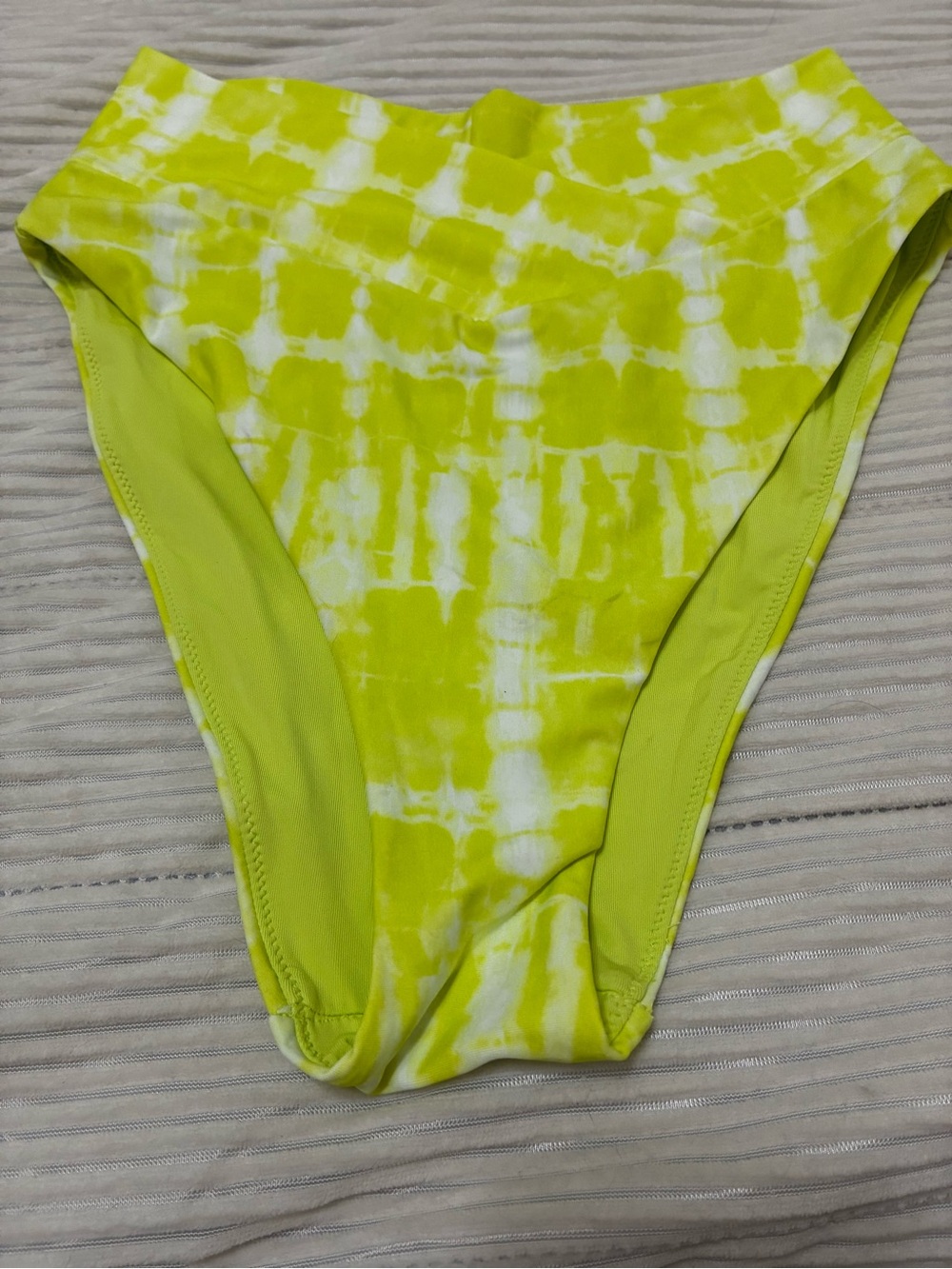 aerie Yellow and White Tie-Dye High-Waist Bikini Bottoms